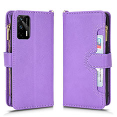 Funda de Cuero Cartera con Soporte Carcasa BY2 para Realme X7 Max 5G Morado