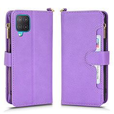 Funda de Cuero Cartera con Soporte Carcasa BY2 para Samsung Galaxy A12 5G Morado