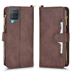 Funda de Cuero Cartera con Soporte Carcasa BY2 para Samsung Galaxy A12 Marron