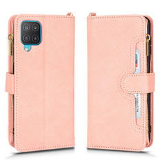 Funda de Cuero Cartera con Soporte Carcasa BY2 para Samsung Galaxy A12 Nacho Oro Rosa