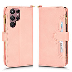 Funda de Cuero Cartera con Soporte Carcasa BY2 para Samsung Galaxy S22 Ultra 5G Oro Rosa