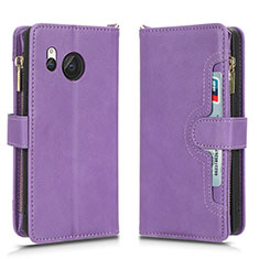 Funda de Cuero Cartera con Soporte Carcasa BY2 para Sharp Aquos R8 Morado