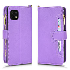 Funda de Cuero Cartera con Soporte Carcasa BY2 para Sharp Aquos Sense6s Morado