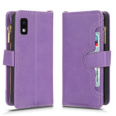 Funda de Cuero Cartera con Soporte Carcasa BY2 para Sharp Aquos wish3 Morado