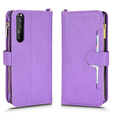 Funda de Cuero Cartera con Soporte Carcasa BY2 para Sony Xperia 1 II Morado