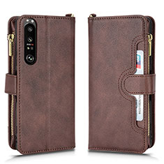 Funda de Cuero Cartera con Soporte Carcasa BY2 para Sony Xperia 1 III Marron