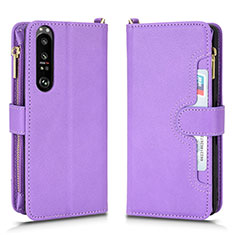 Funda de Cuero Cartera con Soporte Carcasa BY2 para Sony Xperia 1 III Oro Rosa