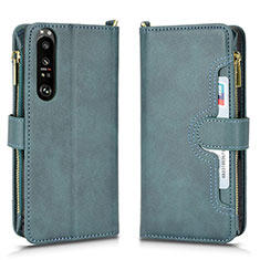 Funda de Cuero Cartera con Soporte Carcasa BY2 para Sony Xperia 1 III Verde