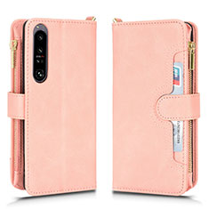 Funda de Cuero Cartera con Soporte Carcasa BY2 para Sony Xperia 1 IV Oro Rosa