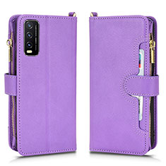 Funda de Cuero Cartera con Soporte Carcasa BY2 para Vivo Y12A Morado