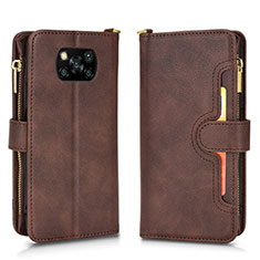 Funda de Cuero Cartera con Soporte Carcasa BY2 para Xiaomi Poco X3 NFC Marron