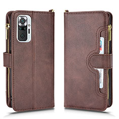 Funda de Cuero Cartera con Soporte Carcasa BY2 para Xiaomi Redmi Note 10 Pro Max Marron