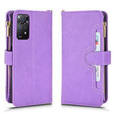 Funda de Cuero Cartera con Soporte Carcasa BY2 para Xiaomi Redmi Note 11 Pro 4G Morado