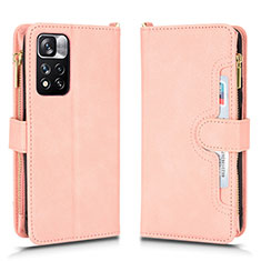 Funda de Cuero Cartera con Soporte Carcasa BY2 para Xiaomi Redmi Note 11 Pro+ Plus 5G Oro Rosa