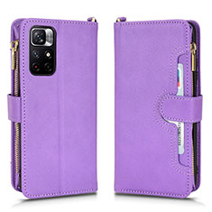 Funda de Cuero Cartera con Soporte Carcasa BY2 para Xiaomi Redmi Note 11S 5G Morado