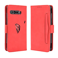 Funda de Cuero Cartera con Soporte Carcasa BY3 para Asus ROG Phone 3 Rojo