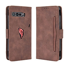 Funda de Cuero Cartera con Soporte Carcasa BY3 para Asus ROG Phone 3 Strix ZS661KS Marron