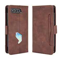 Funda de Cuero Cartera con Soporte Carcasa BY3 para Asus ROG Phone 5 Ultimate Marron