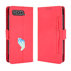 Funda de Cuero Cartera con Soporte Carcasa BY3 para Asus ROG Phone 5s Pro Rojo