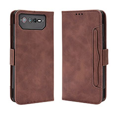 Funda de Cuero Cartera con Soporte Carcasa BY3 para Asus ROG Phone 6 Pro Marron