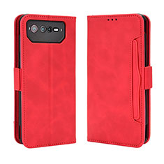 Funda de Cuero Cartera con Soporte Carcasa BY3 para Asus ROG Phone 6 Rojo