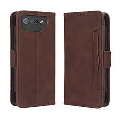 Funda de Cuero Cartera con Soporte Carcasa BY3 para Asus ROG Phone 7 Ultimate Marron