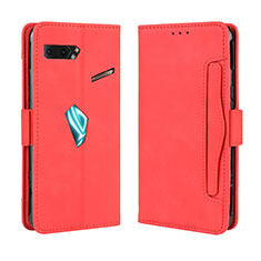 Funda de Cuero Cartera con Soporte Carcasa BY3 para Asus ROG Phone II ZS660KL Rojo