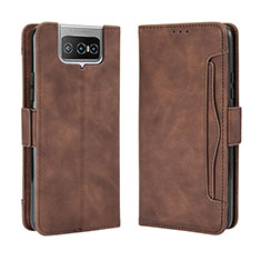 Funda de Cuero Cartera con Soporte Carcasa BY3 para Asus Zenfone 7 Pro ZS671KS Marron