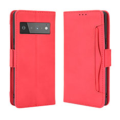 Funda de Cuero Cartera con Soporte Carcasa BY3 para Google Pixel 6 5G Rojo