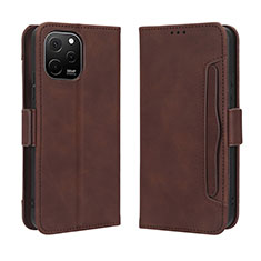 Funda de Cuero Cartera con Soporte Carcasa BY3 para Huawei Enjoy 50z Marron