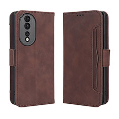 Funda de Cuero Cartera con Soporte Carcasa BY3 para Huawei Honor 80 5G Marron