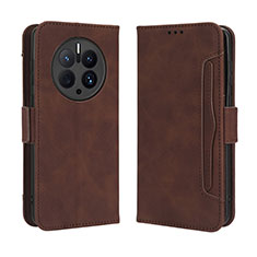 Funda de Cuero Cartera con Soporte Carcasa BY3 para Huawei Mate 50 Pro Marron