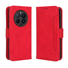 Funda de Cuero Cartera con Soporte Carcasa BY3 para Huawei Mate 50 Pro Rojo