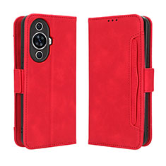 Funda de Cuero Cartera con Soporte Carcasa BY3 para Huawei Nova 11 Rojo