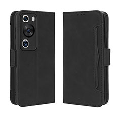 Funda de Cuero Cartera con Soporte Carcasa BY3 para Huawei P60 Negro