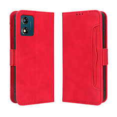 Funda de Cuero Cartera con Soporte Carcasa BY3 para Motorola Moto E13 Rojo