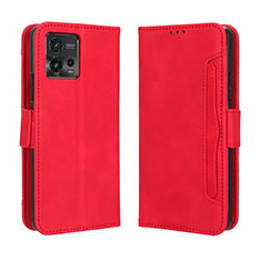 Funda de Cuero Cartera con Soporte Carcasa BY3 para Motorola Moto G72 Rojo