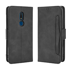 Funda de Cuero Cartera con Soporte Carcasa BY3 para Nokia C3 Negro