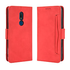 Funda de Cuero Cartera con Soporte Carcasa BY3 para Nokia C3 Rojo