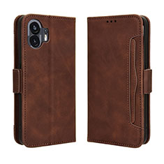 Funda de Cuero Cartera con Soporte Carcasa BY3 para Nothing Phone 2 Marron