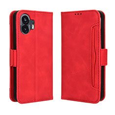 Funda de Cuero Cartera con Soporte Carcasa BY3 para Nothing Phone 2 Rojo