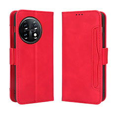 Funda de Cuero Cartera con Soporte Carcasa BY3 para OnePlus 11 5G Rojo