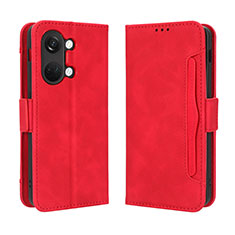 Funda de Cuero Cartera con Soporte Carcasa BY3 para OnePlus Nord 3 5G Rojo