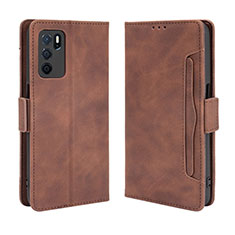 Funda de Cuero Cartera con Soporte Carcasa BY3 para Oppo A16s Marron