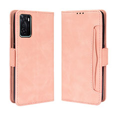 Funda de Cuero Cartera con Soporte Carcasa BY3 para Oppo A55S 5G Rosa