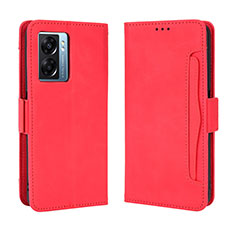 Funda de Cuero Cartera con Soporte Carcasa BY3 para Oppo A77 5G Rojo