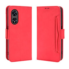 Funda de Cuero Cartera con Soporte Carcasa BY3 para Oppo A78 4G Rojo