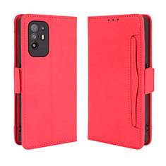 Funda de Cuero Cartera con Soporte Carcasa BY3 para Oppo F19 Pro+ Plus 5G Rojo