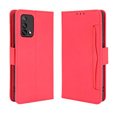 Funda de Cuero Cartera con Soporte Carcasa BY3 para Oppo F19s Rojo