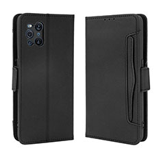 Funda de Cuero Cartera con Soporte Carcasa BY3 para Oppo Find X3 5G Negro